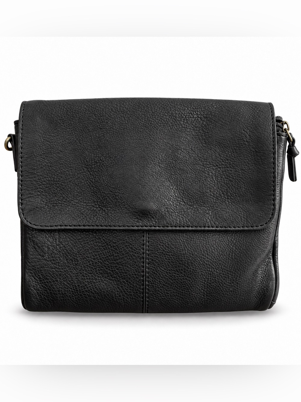 Great American Leatherworks Black Leather Crossbody Bag Gold Tone Hardware